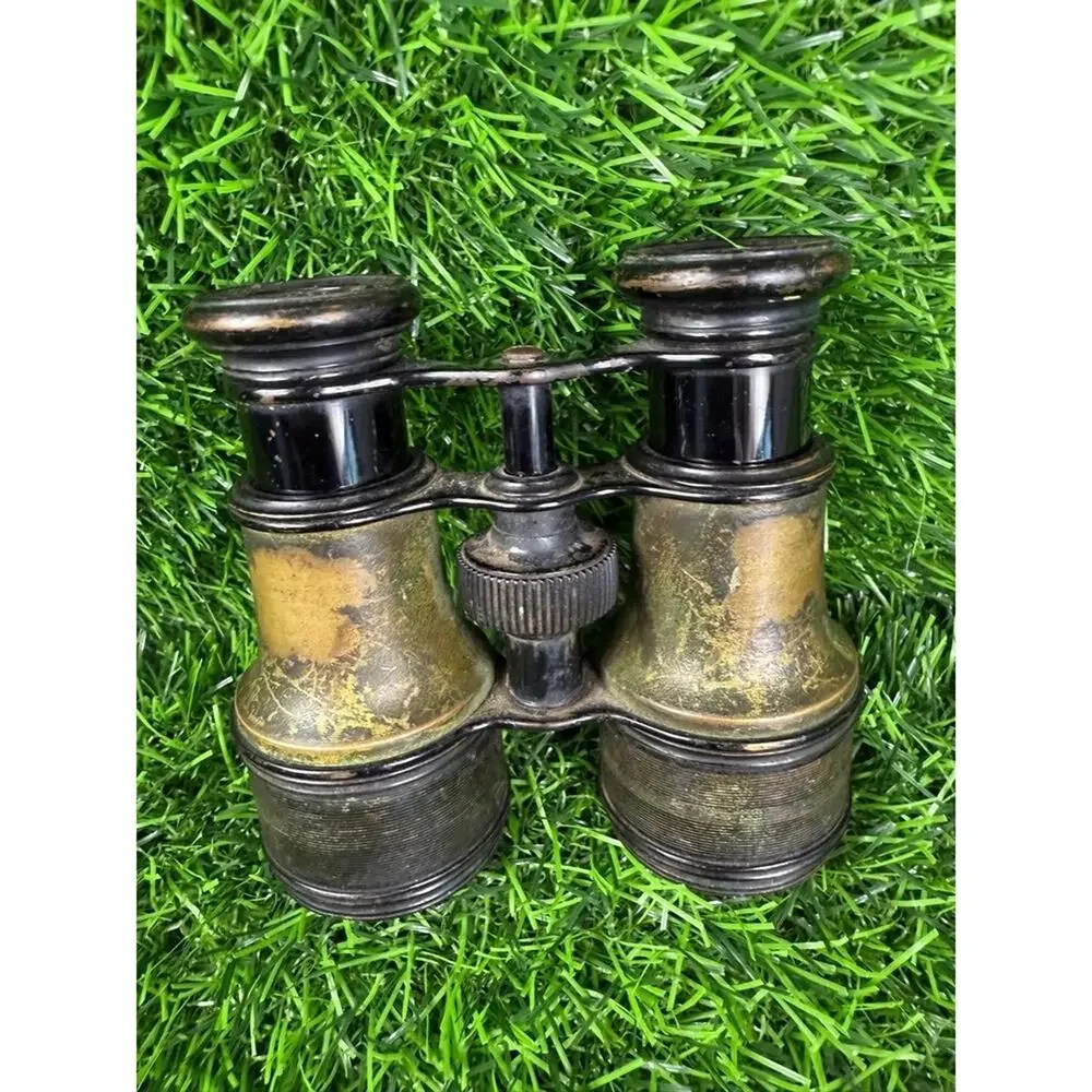 Antique Opera Glasses Tarnished Brass Black Vintage Ornate Collectible